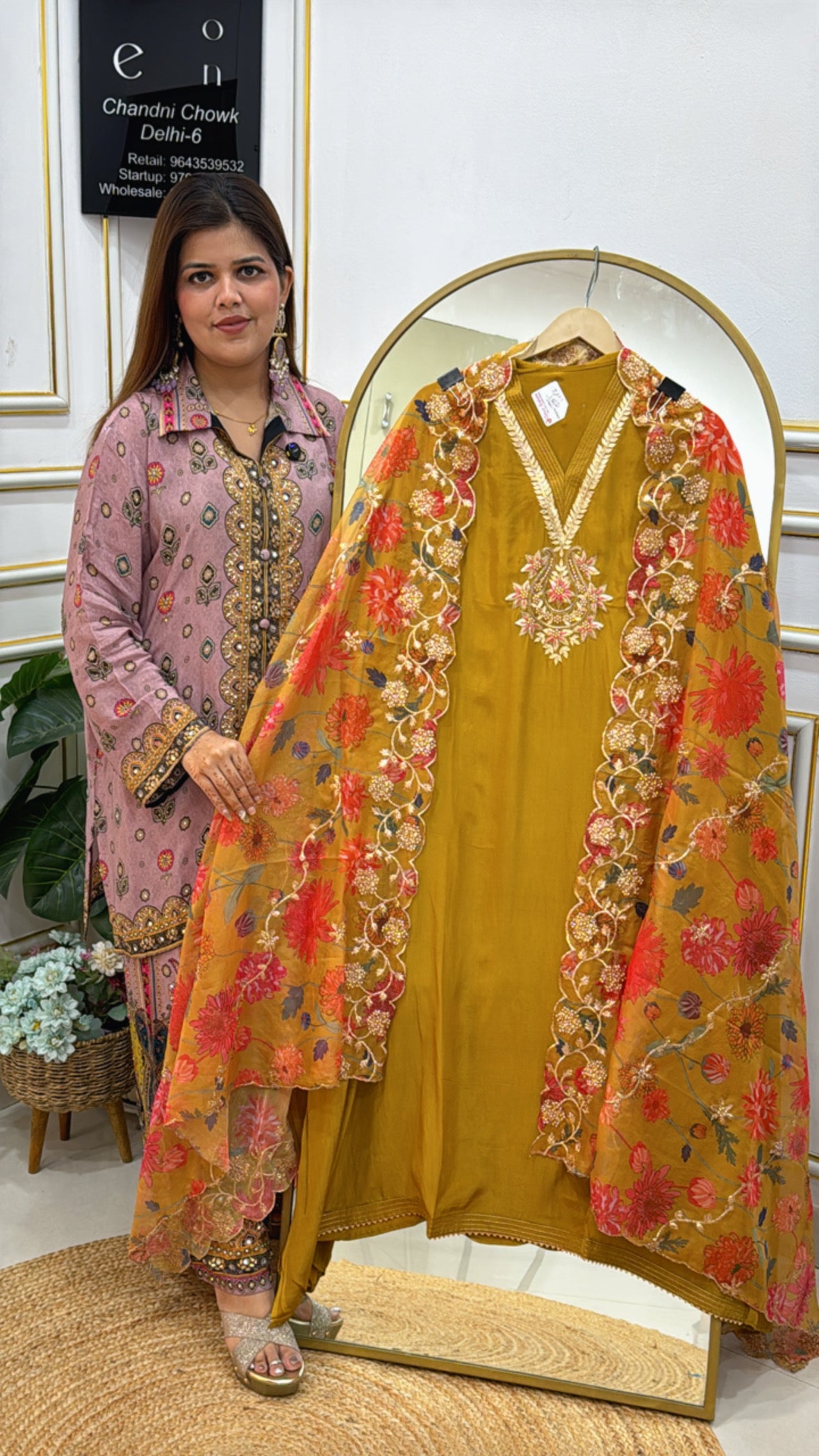Premium crepe suit material with beautiful handwork along with digital dupatta GF476